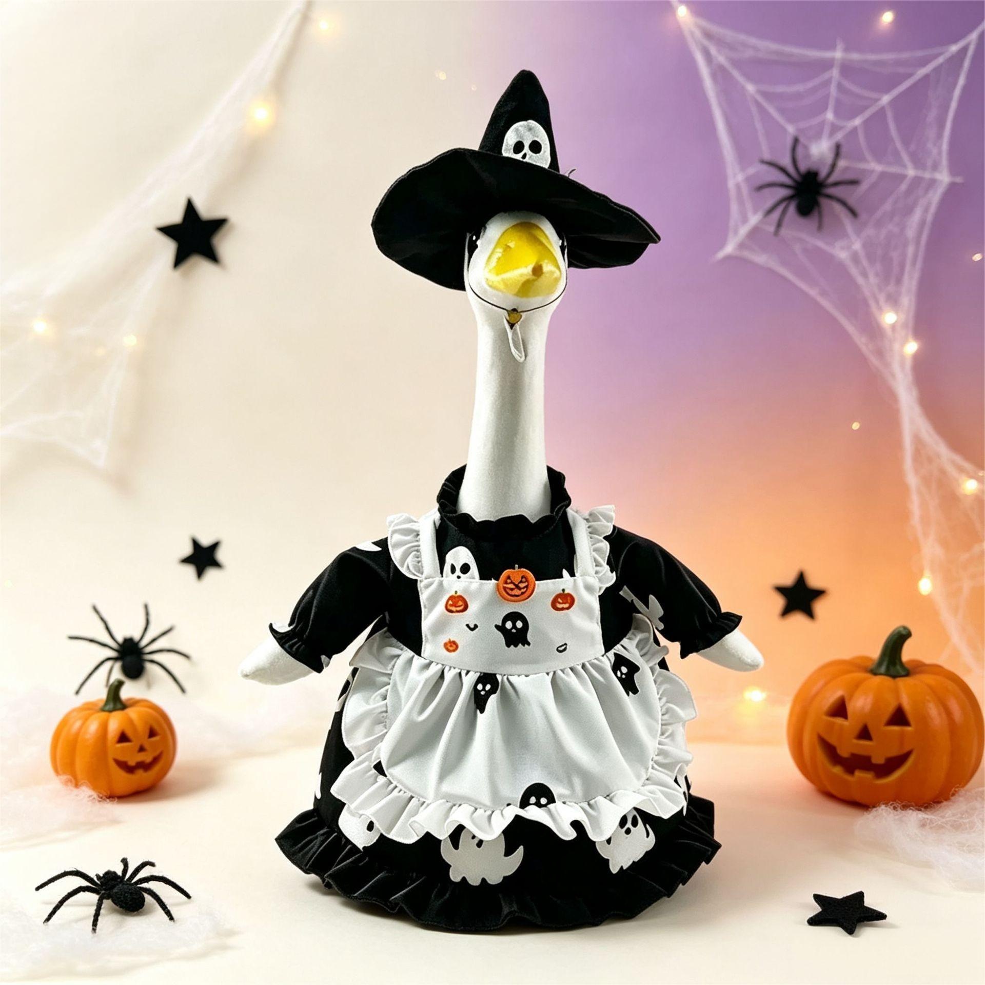 Halloween Porch Goose Outfit, Pumpkin Bat Maid Apron Set, Yard Porch Goose Costume