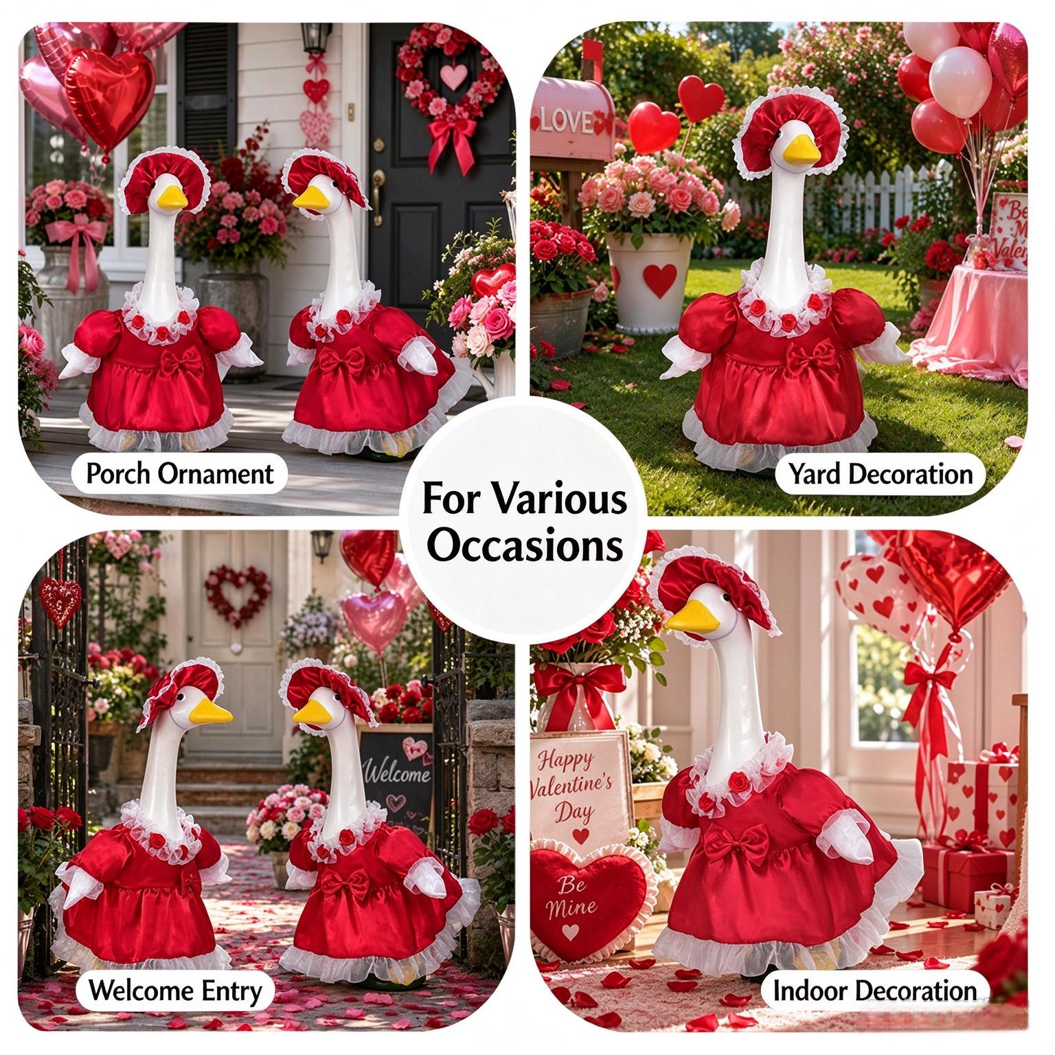 Valentine's Day Porch Goose Dress, 23 Inch Goose Outfit for Porch Yard Decor - Image 2