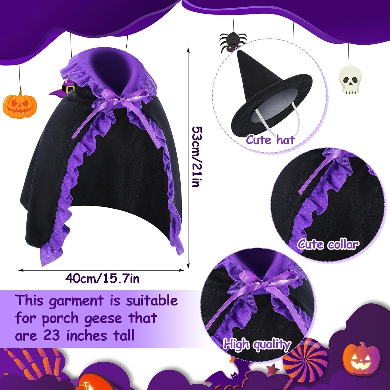 New Porch Goose Costume, Purple Wizard Robe Halloween Outfit, Outdoor Lawn Garden Magic Baron Decor - Image 2