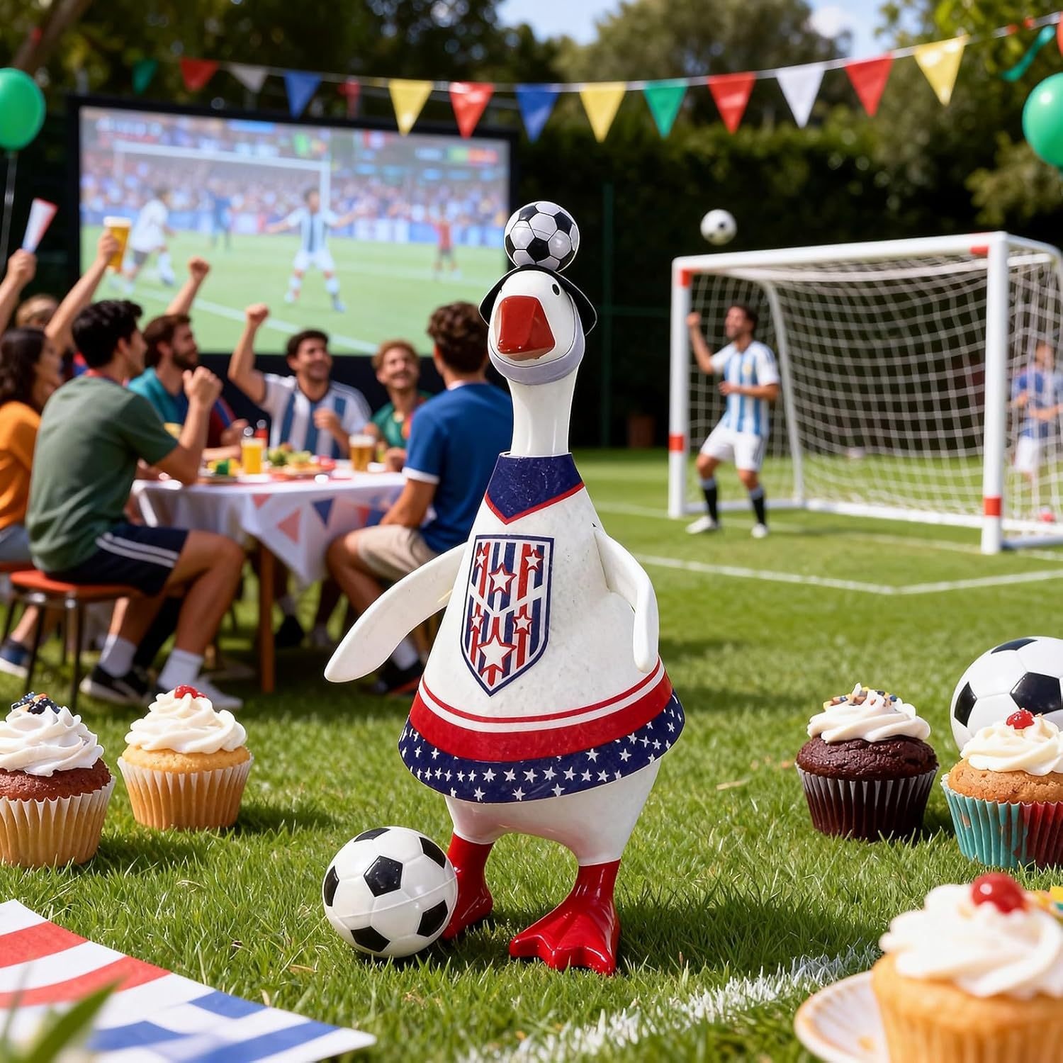 7 Inch Desktop Goose Soccer Outfit Set, World Cup Home Porch Goose Decor - Image 2