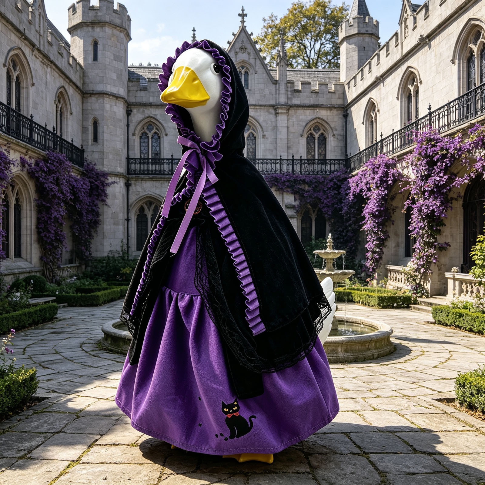 New Purple Black Witch Porch Goose Costume Set, Halloween Outdoor Yard Goose Decor - Image 2