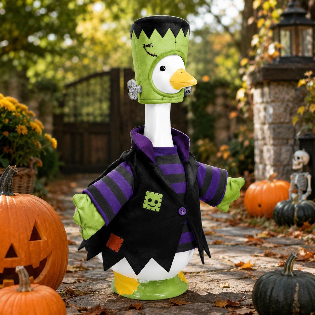 23 Inch Porch Goose Frankenstein Costume, Halloween Goose Outfit, Holiday Decor for Garden Porch - Image 2