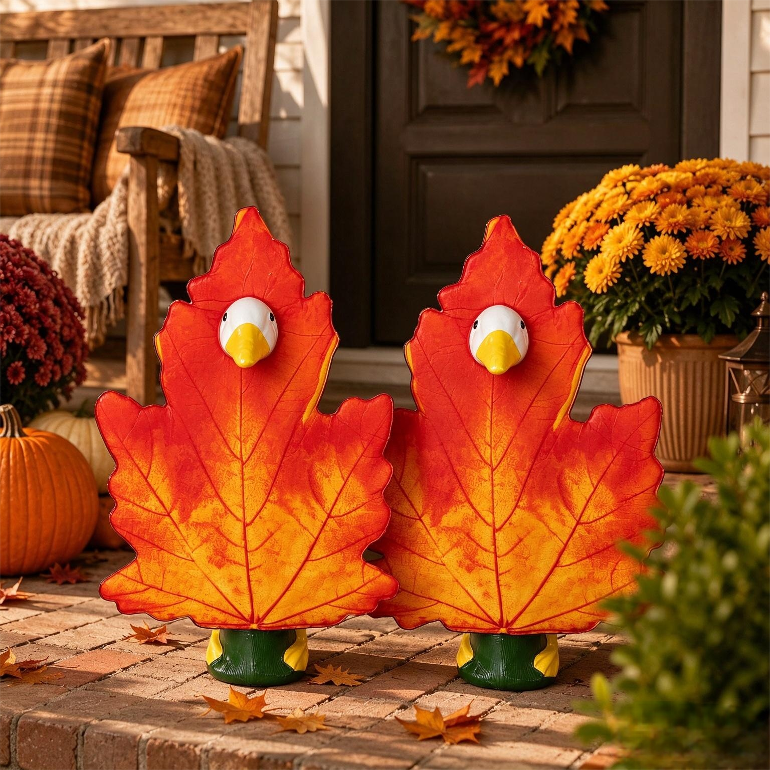 New Fall Maple Leaf Porch Goose Costume, Thanksgiving Yard Decor for 23 Inch Porch Goose - Image 2