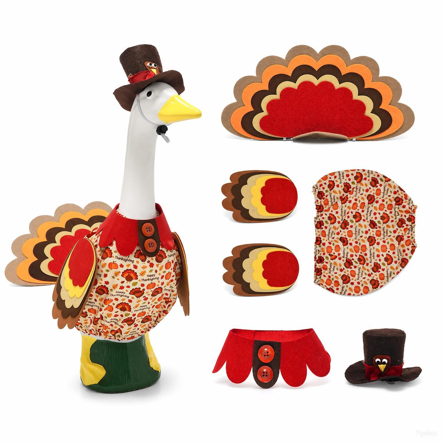 23 Inch Porch Goose Turkey Costume, Harvest Festival Lawn Goose Outfit, Thanksgiving Decor Set - Image 2