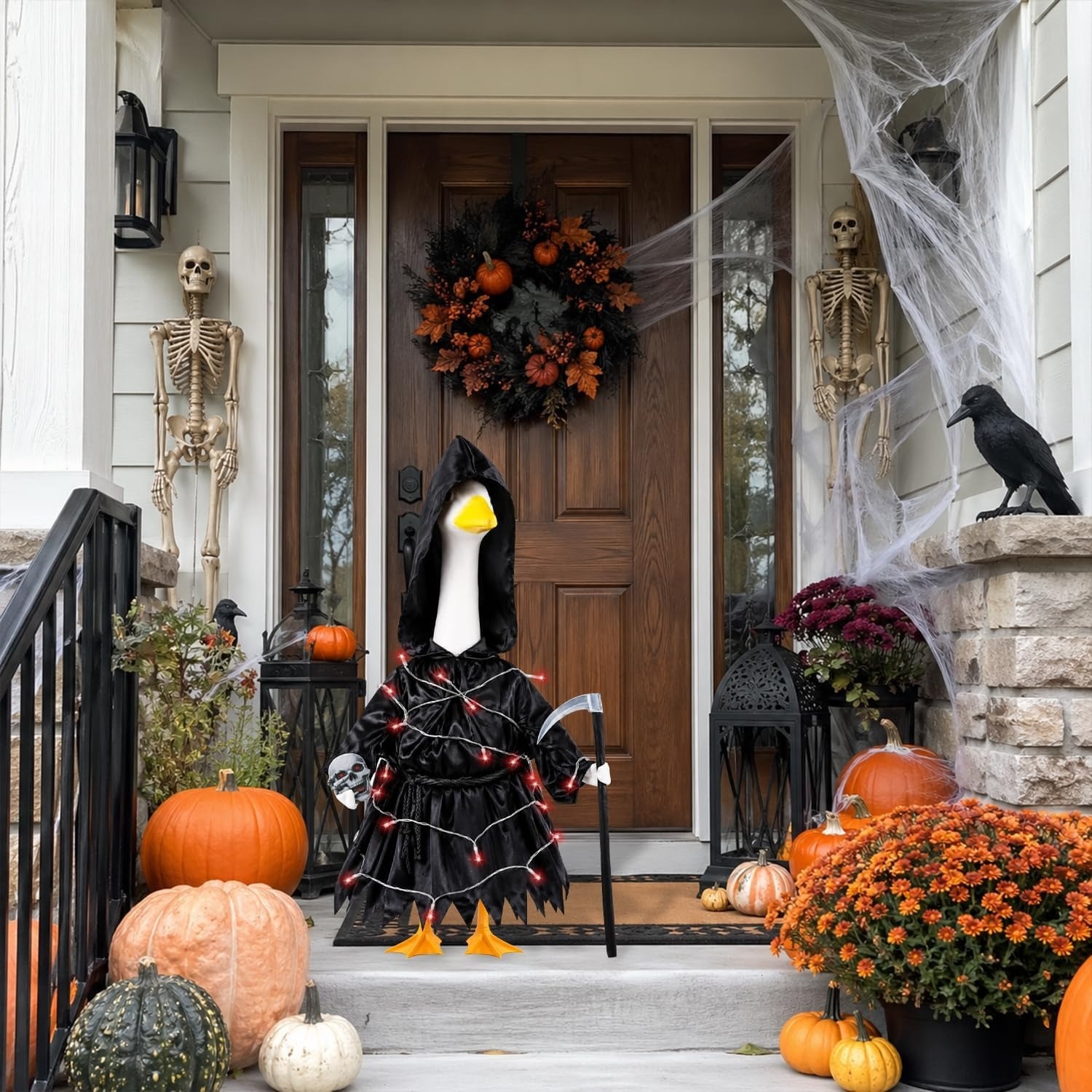 Halloween 23 Inch Porch Goose Grim Reaper Outfit, Party Scene Decor Costume - Image 4