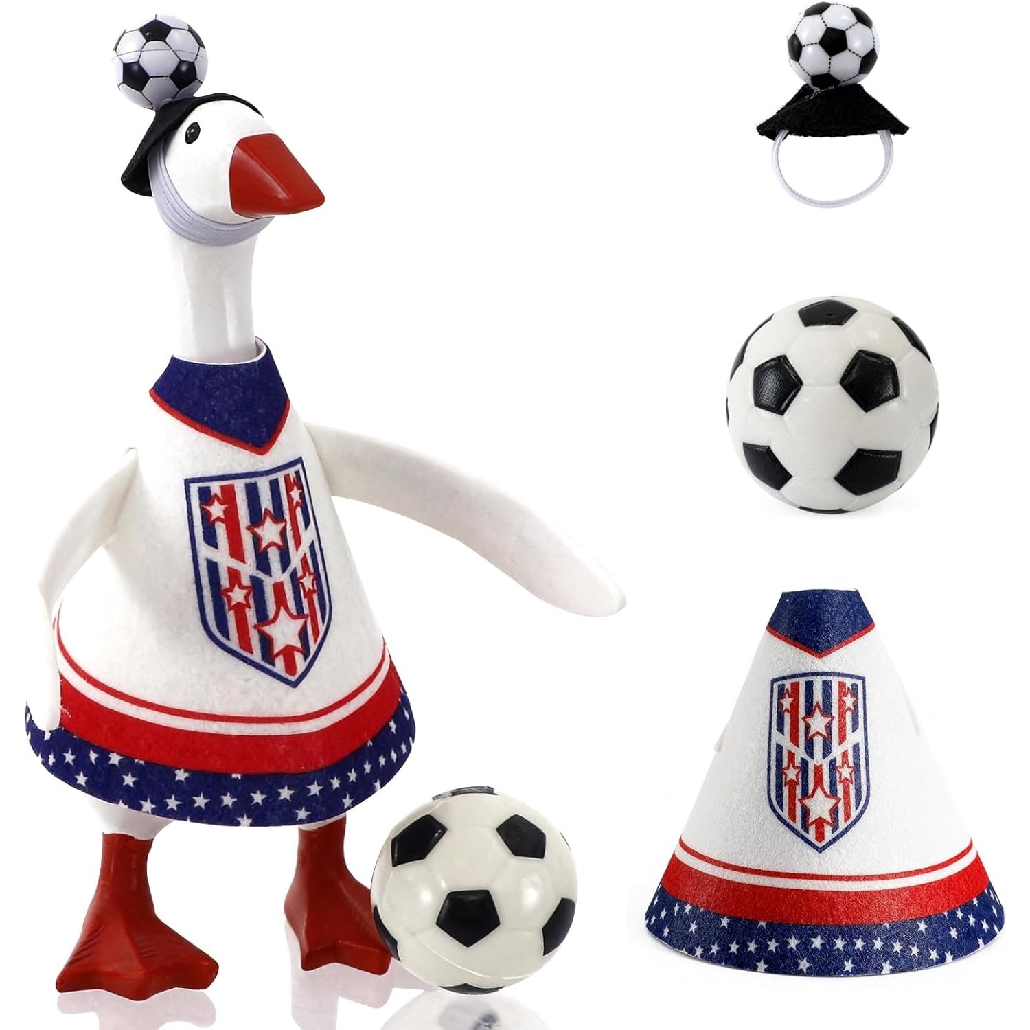 7 Inch Desktop Goose Soccer Outfit Set, World Cup Home Porch Goose Decor - Image 4