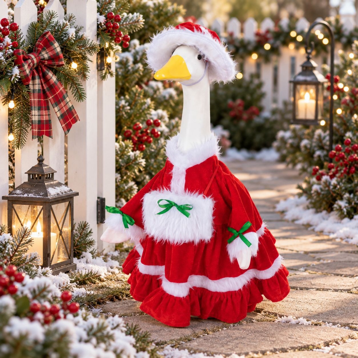 Christmas Mrs.Claus Porch Goose Outfit, Costume for 23 Inch Plastic Porch Goose - Image 5