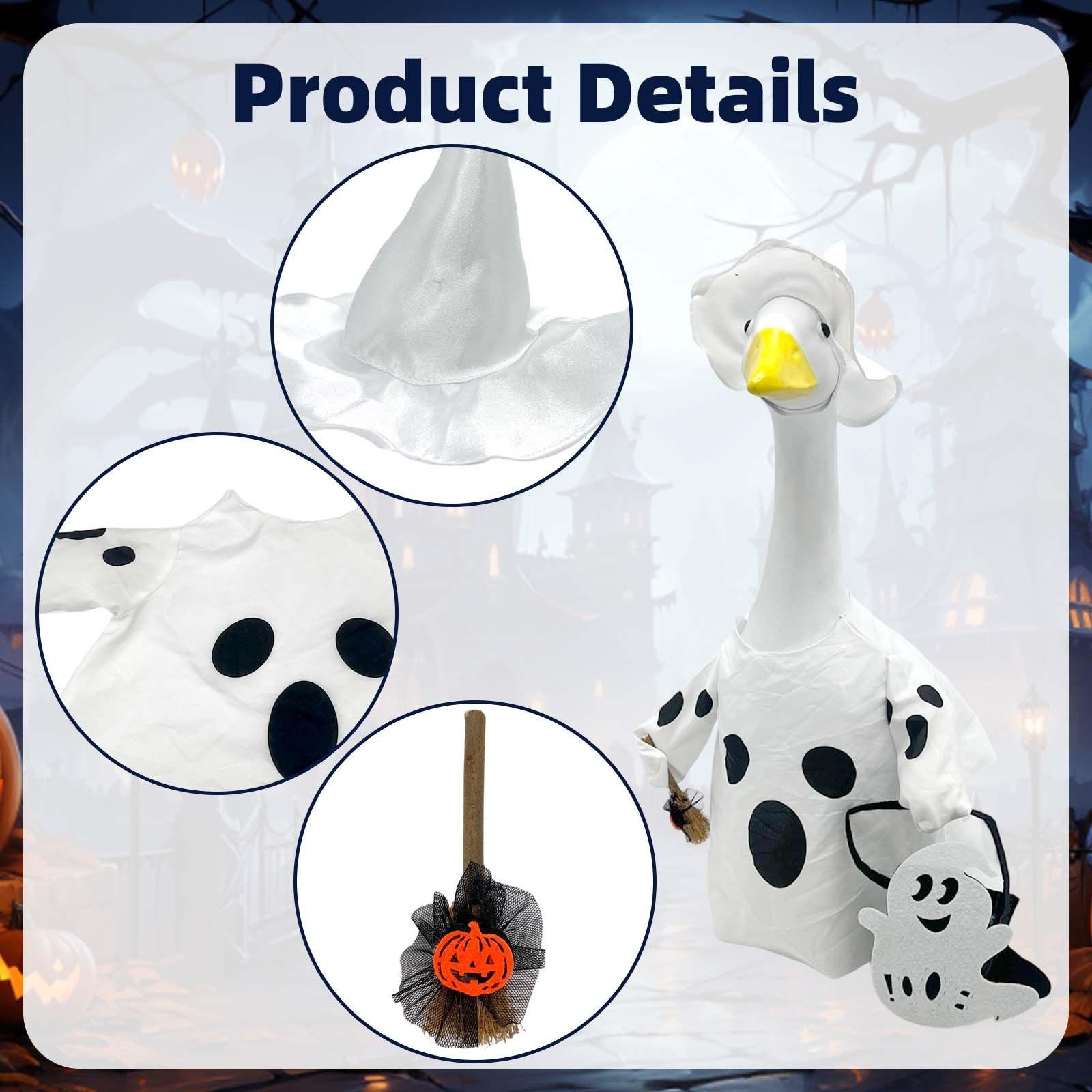 New Halloween White Ghost Porch Goose Costume, Yard Holiday Goose Decor - Image 5
