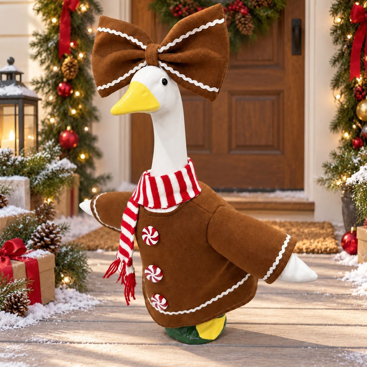 New Christmas Gingerbread Lollipop Dress Porch Goose Costume, Cute Yard Decor - Image 5