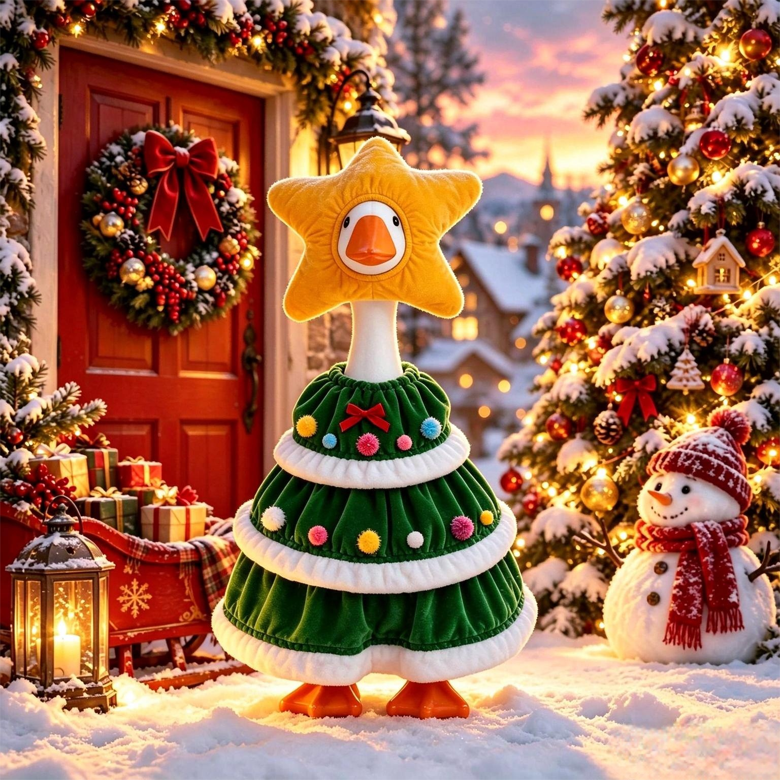 23 Inch Porch Goose Costume, Christmas Moose & Snowman Outfit, Garden Holiday Decoration - Image 3