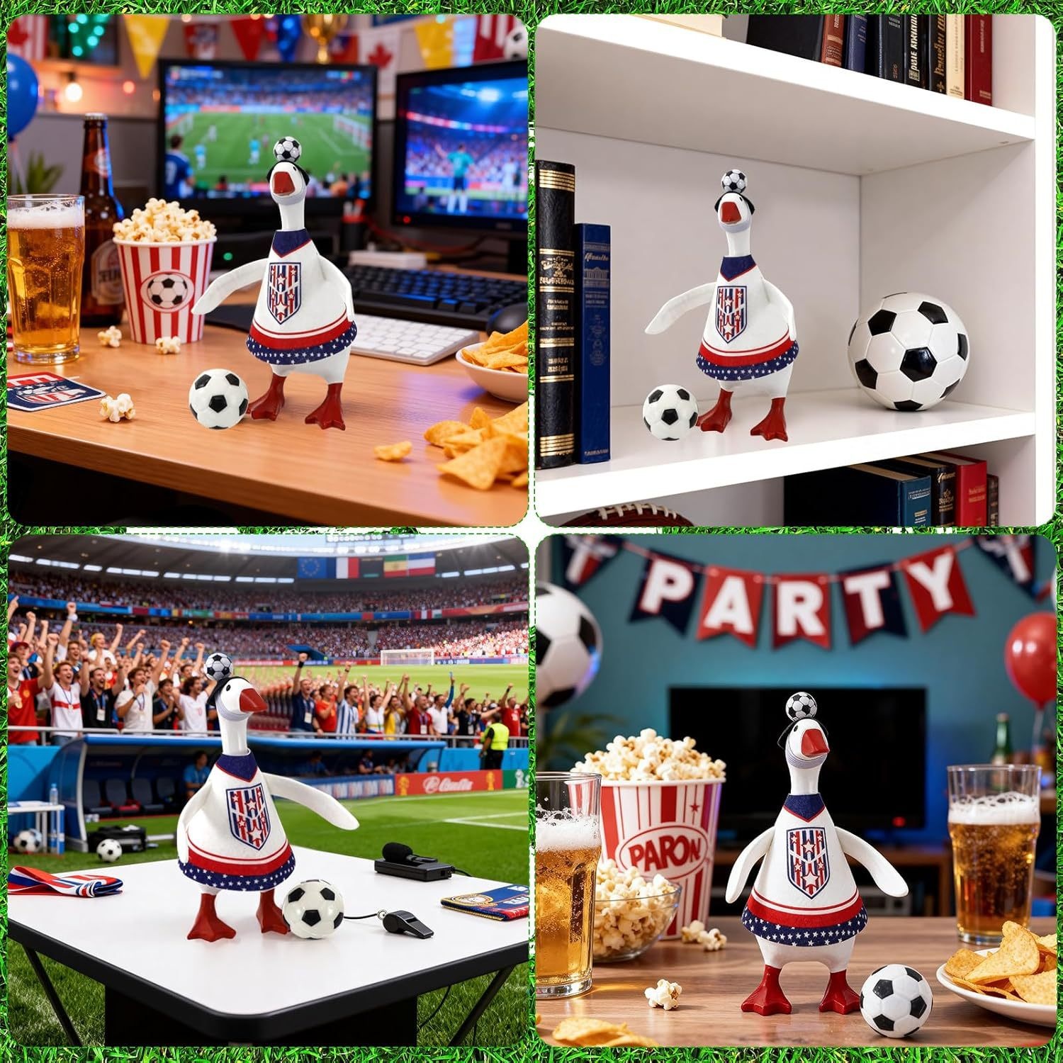 7 Inch Desktop Goose Soccer Outfit Set, World Cup Home Porch Goose Decor - Image 3