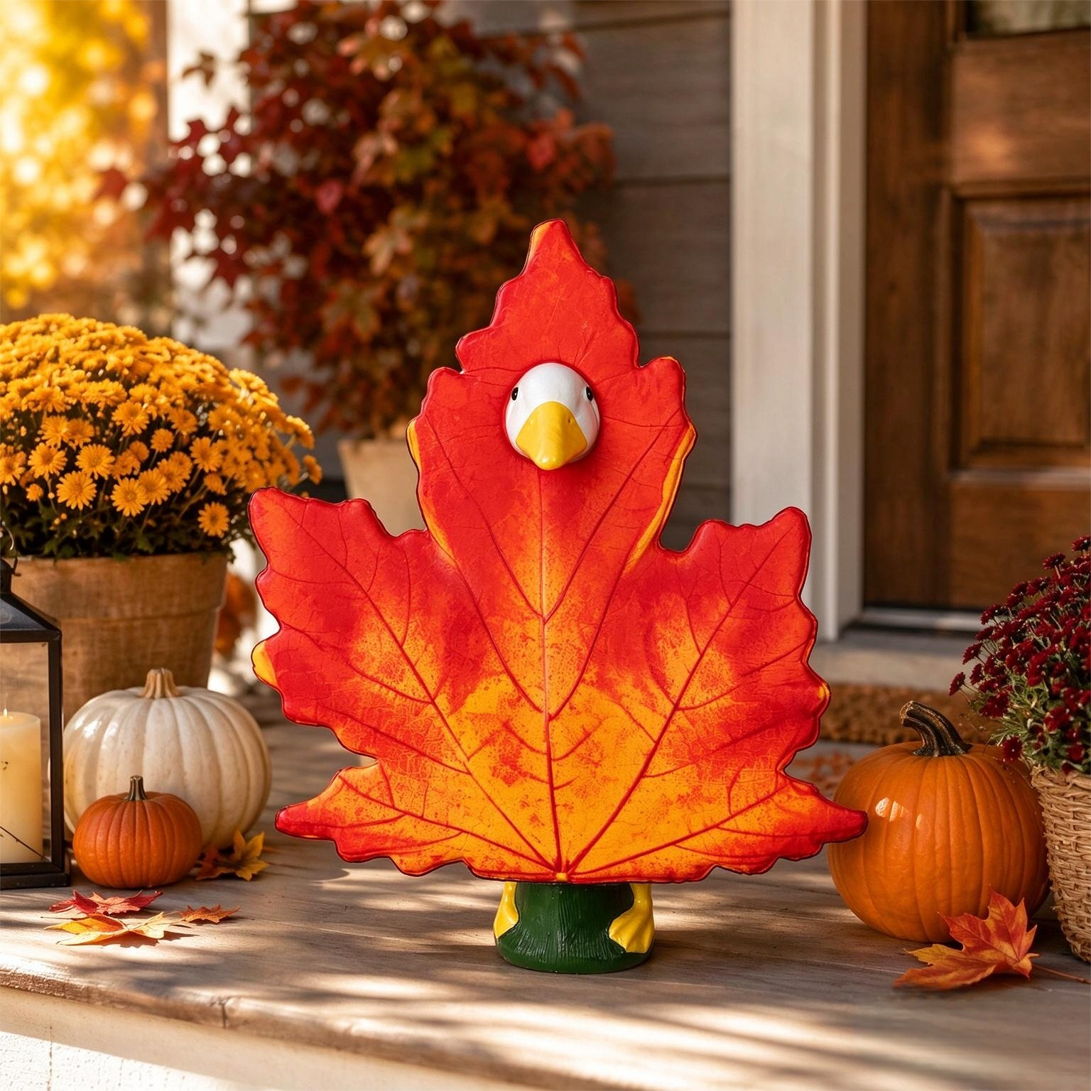 New Fall Maple Leaf Porch Goose Costume, Thanksgiving Yard Decor for 23 Inch Porch Goose - Image 4