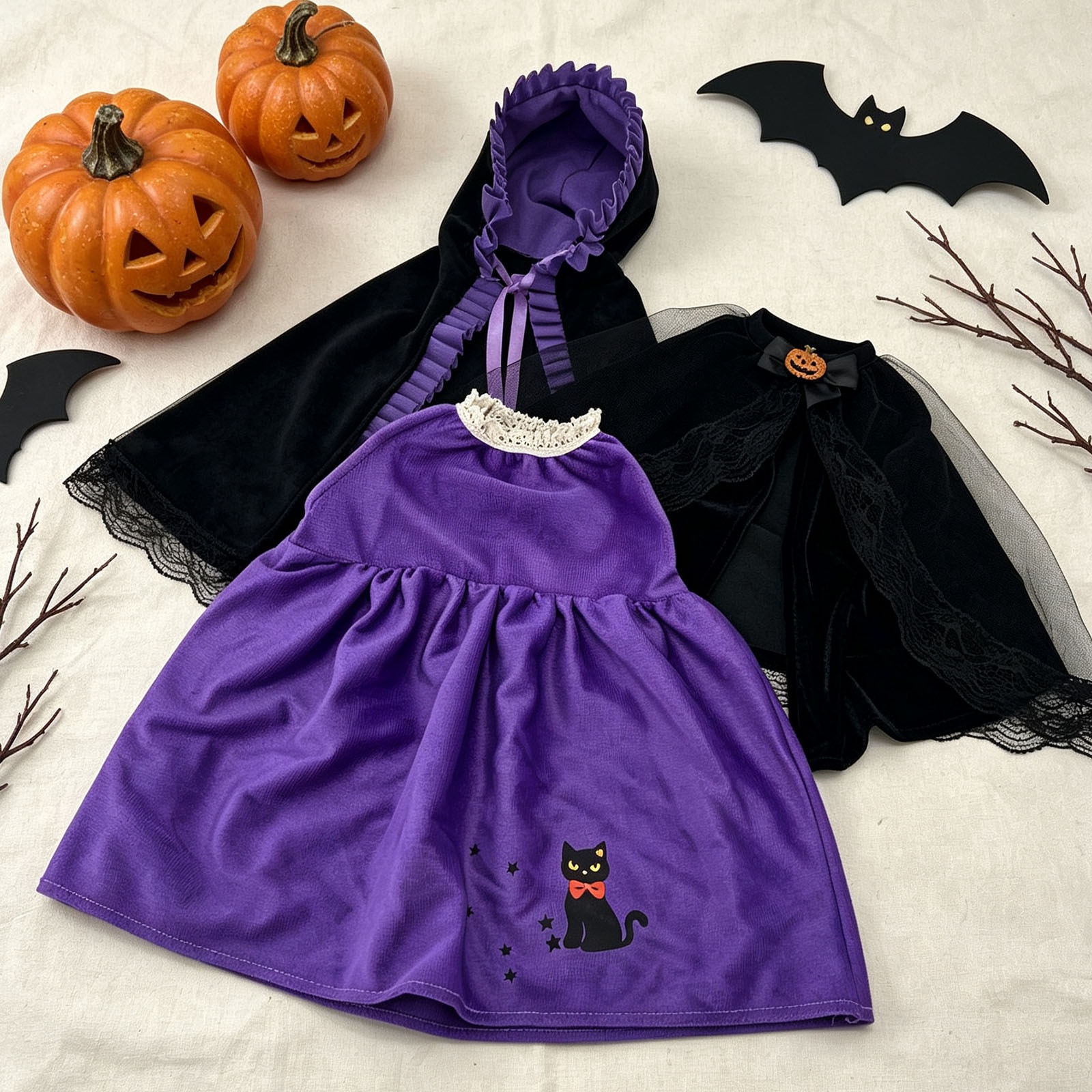 New Purple Black Witch Porch Goose Costume Set, Halloween Outdoor Yard Goose Decor - Image 4