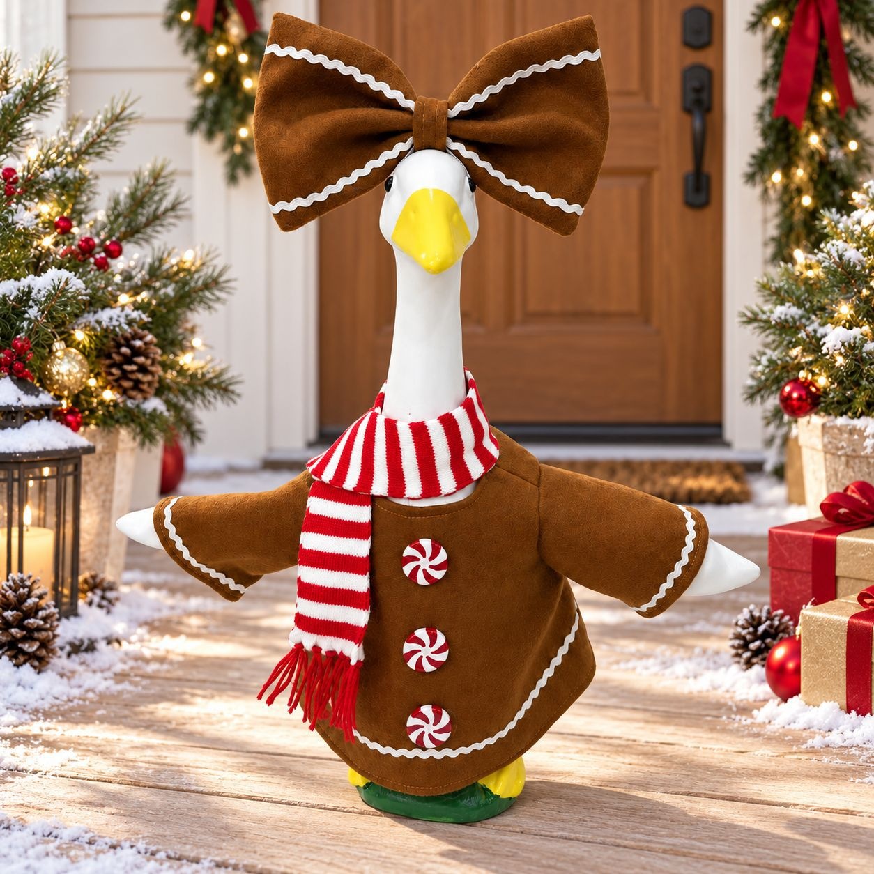 New Christmas Gingerbread Lollipop Dress Porch Goose Costume, Cute Yard Decor - Image 4