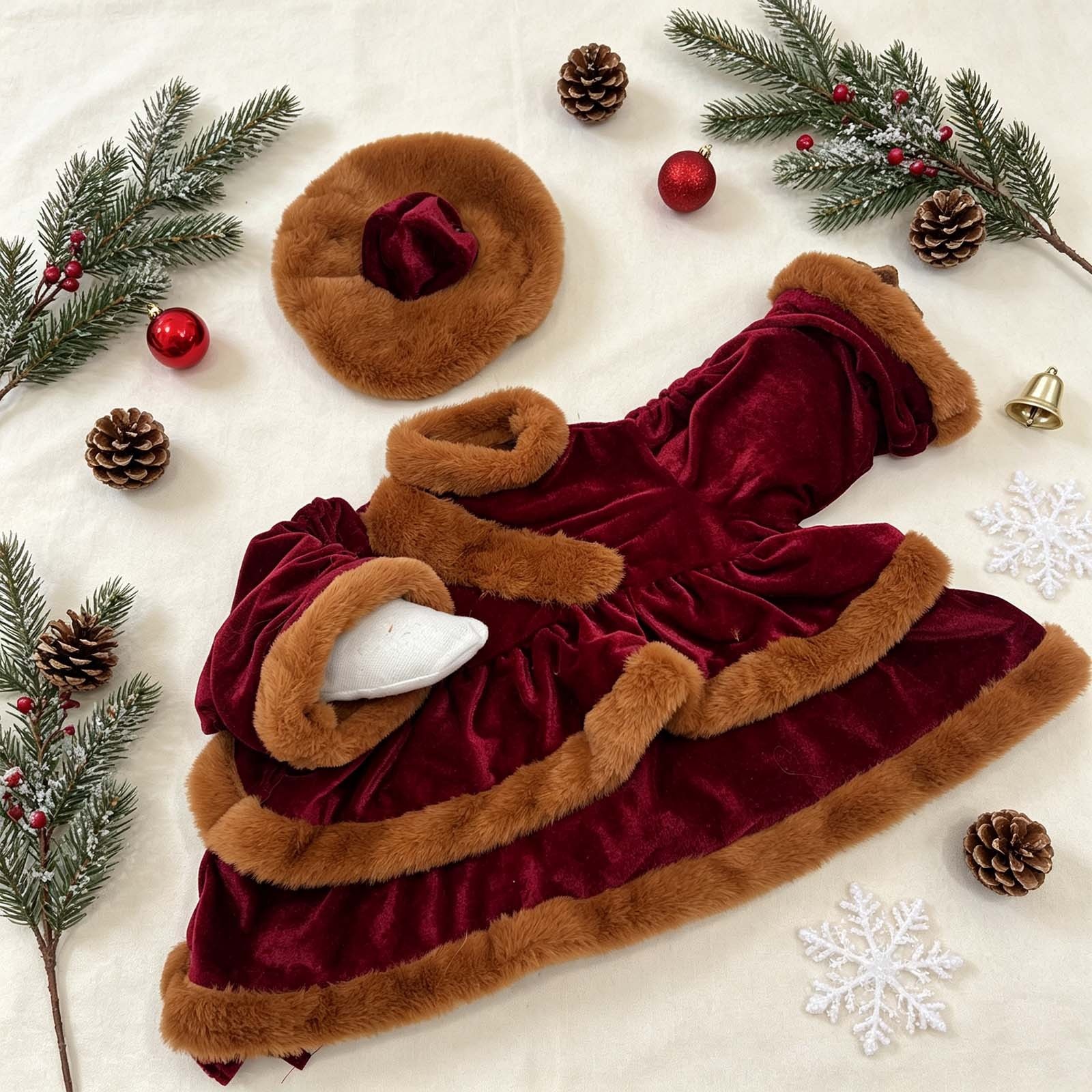 Christmas Red Velvet Porch Goose Costume Set, 23 Inch Holiday Yard Decor Outfit - Image 4