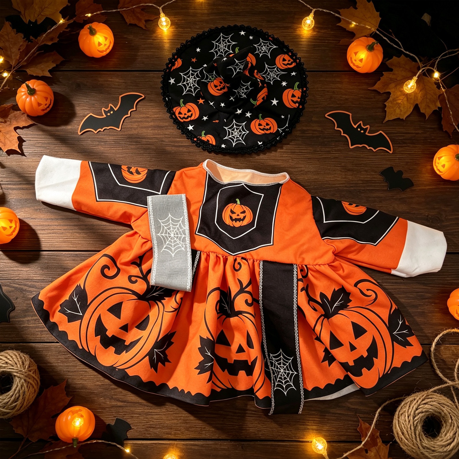 Halloween Pumpkin Witch Porch Goose Costume, 23 Inch Holiday Yard Decor Outfit - Image 4