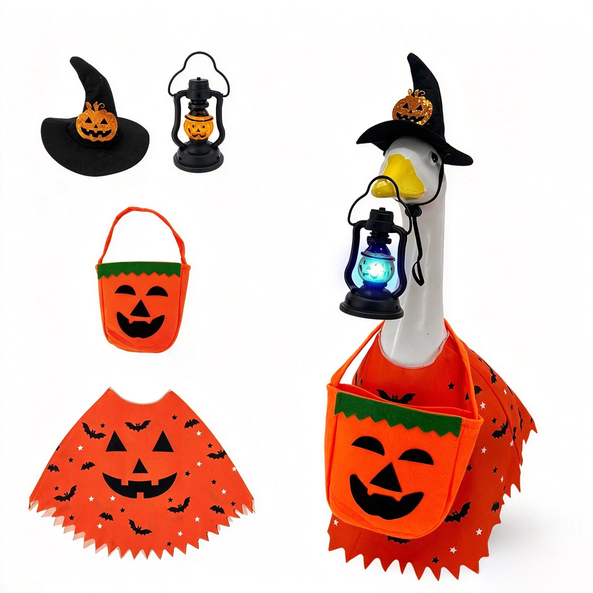 2026 New 23 Inch Porch Goose Halloween Witch Costume, Skull & Pumpkin Lantern Dress Up Outfit - Image 3