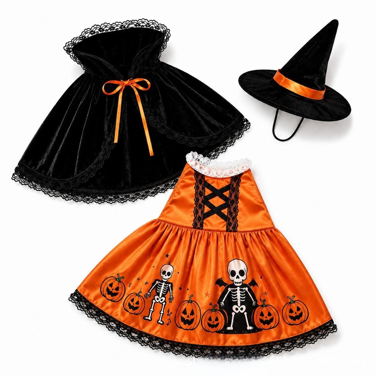 New Porch Goose Costume, Pointed Hat Skull & Pumpkin Outfit, Halloween Yard Garden Decor - Image 3