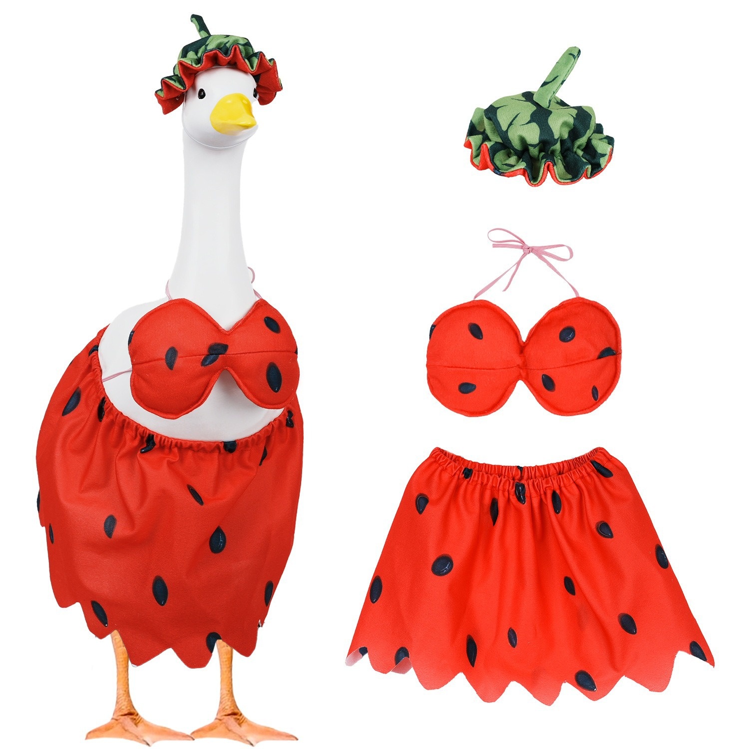 New Porch Goose Costume, Watermelon Bikini Outfit, 23 Inch Yard Lawn Garden Decor - Image 3