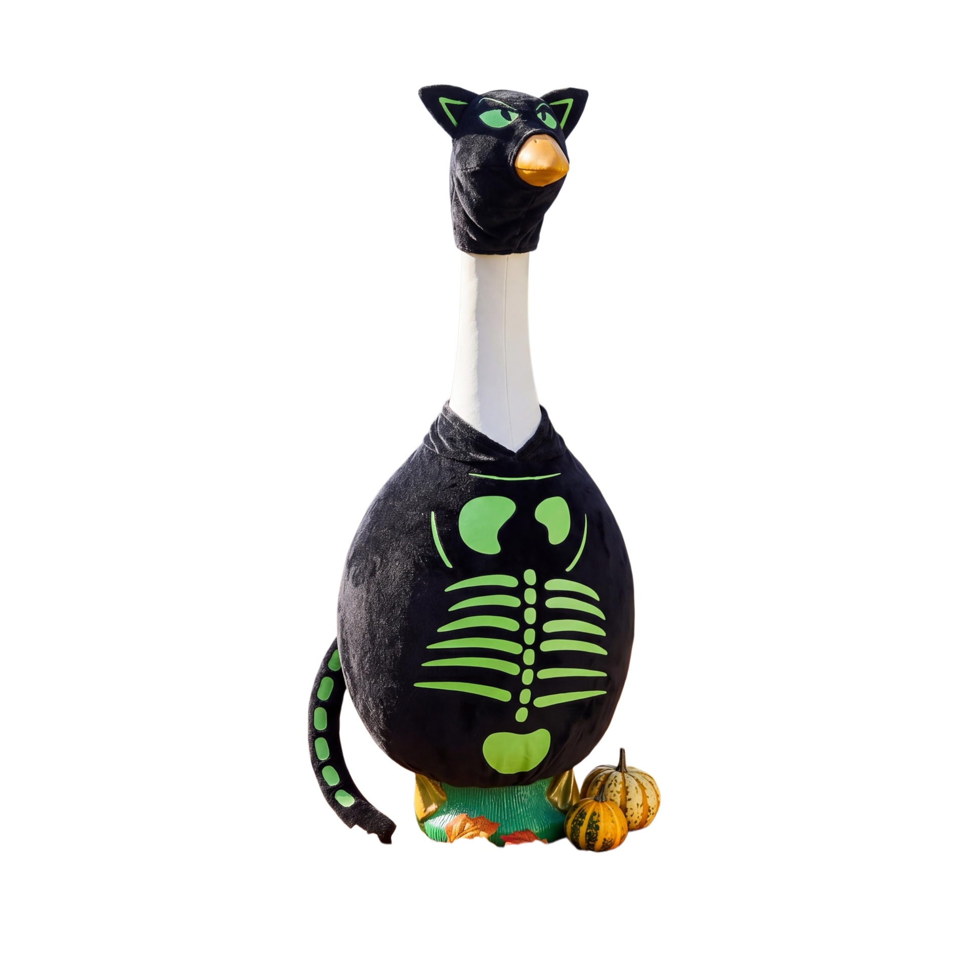 Halloween Black Cat Porch Goose Costume, Luminous 23 Inch Goose Statue Outfit for Garden Porch Decor - Image 3