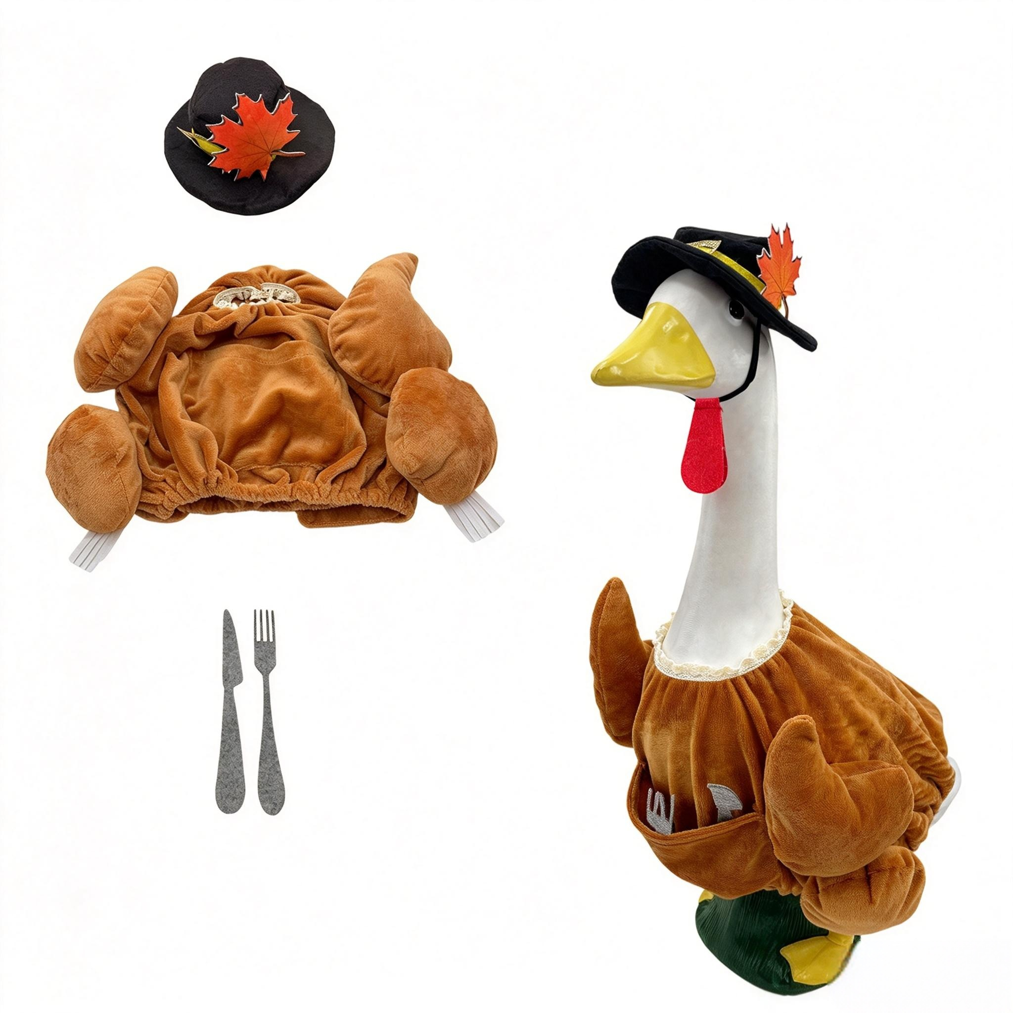 23 Inch Porch Goose Turkey Costume, Lawn Outdoor Garden Porch Goose Outfit, Holiday Decoration Prop - Image 3