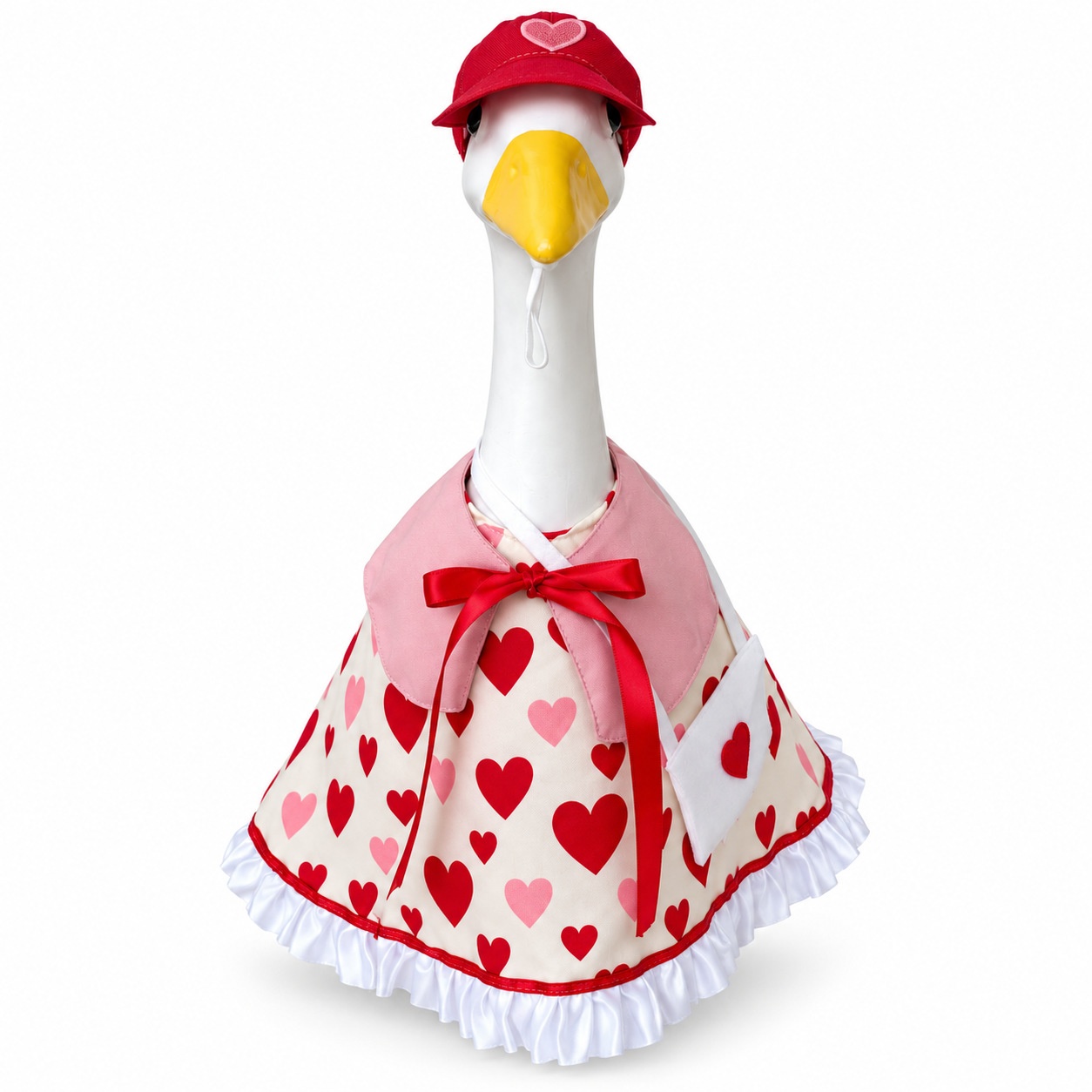 Valentine’s Day Porch Goose Costume, Shawl Dress Newsboy Hat Set for Outdoor Yard Party Decor - Image 3