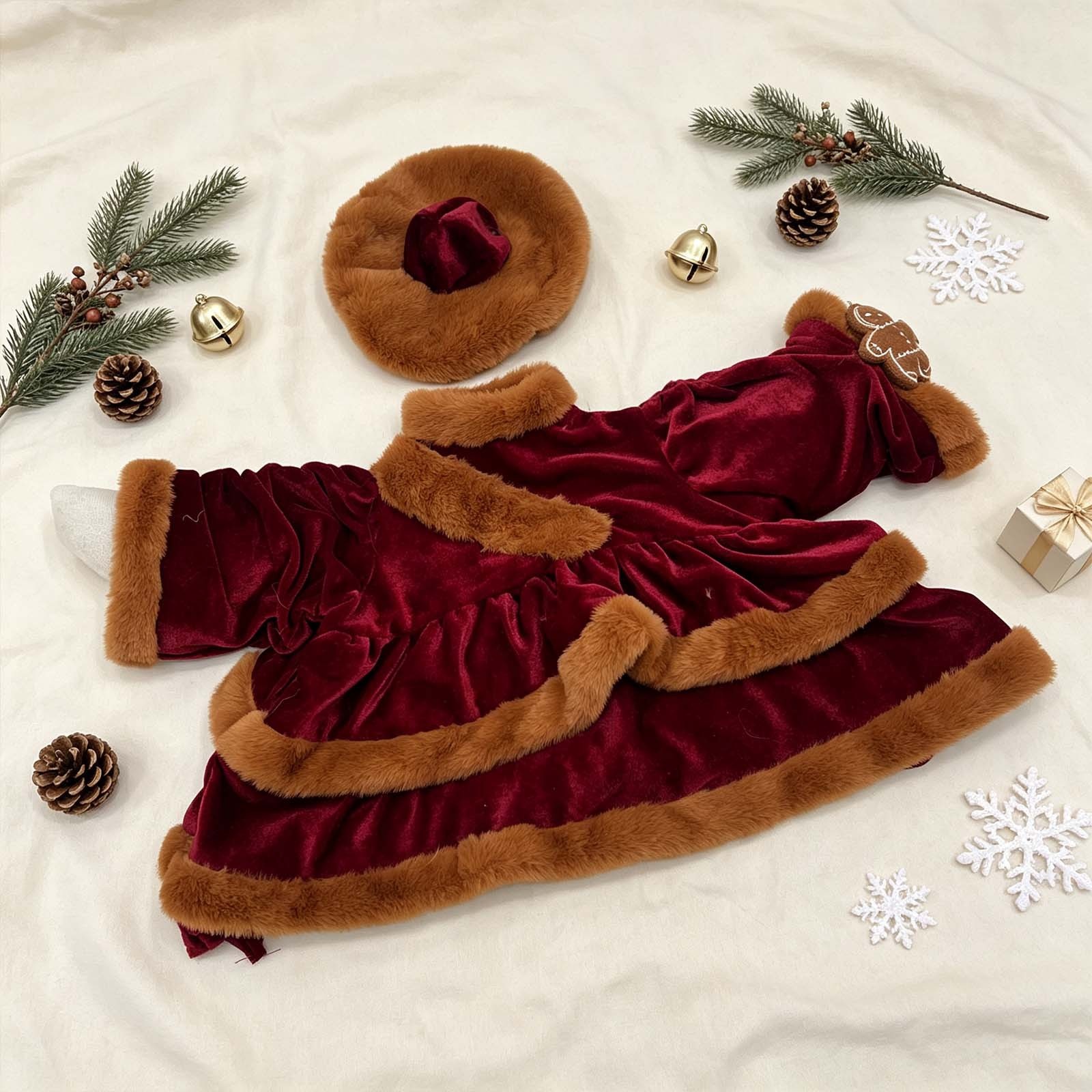 Christmas Red Velvet Porch Goose Costume Set, 23 Inch Holiday Yard Decor Outfit - Image 3