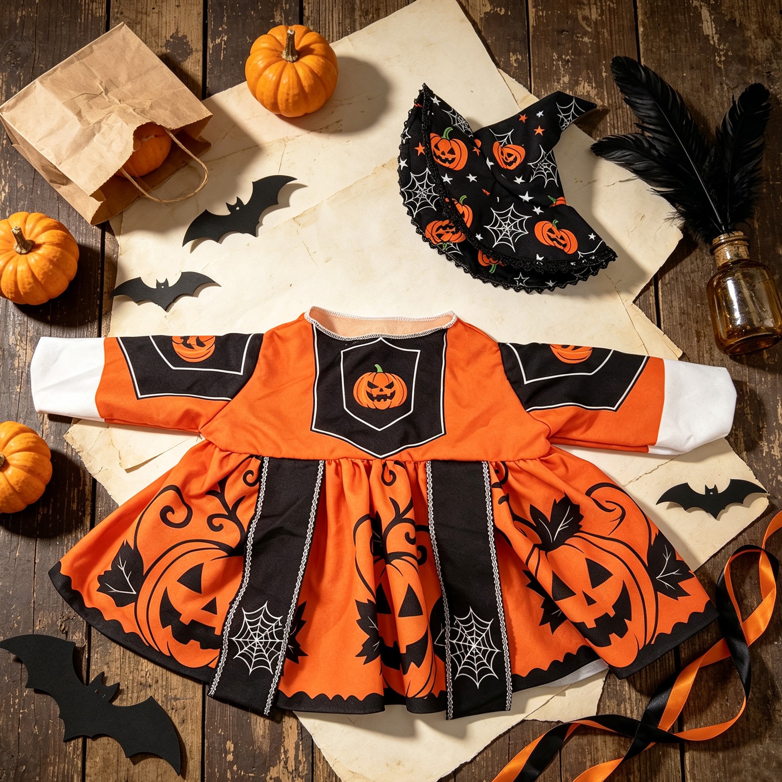 Halloween Pumpkin Witch Porch Goose Costume, 23 Inch Holiday Yard Decor Outfit - Image 3