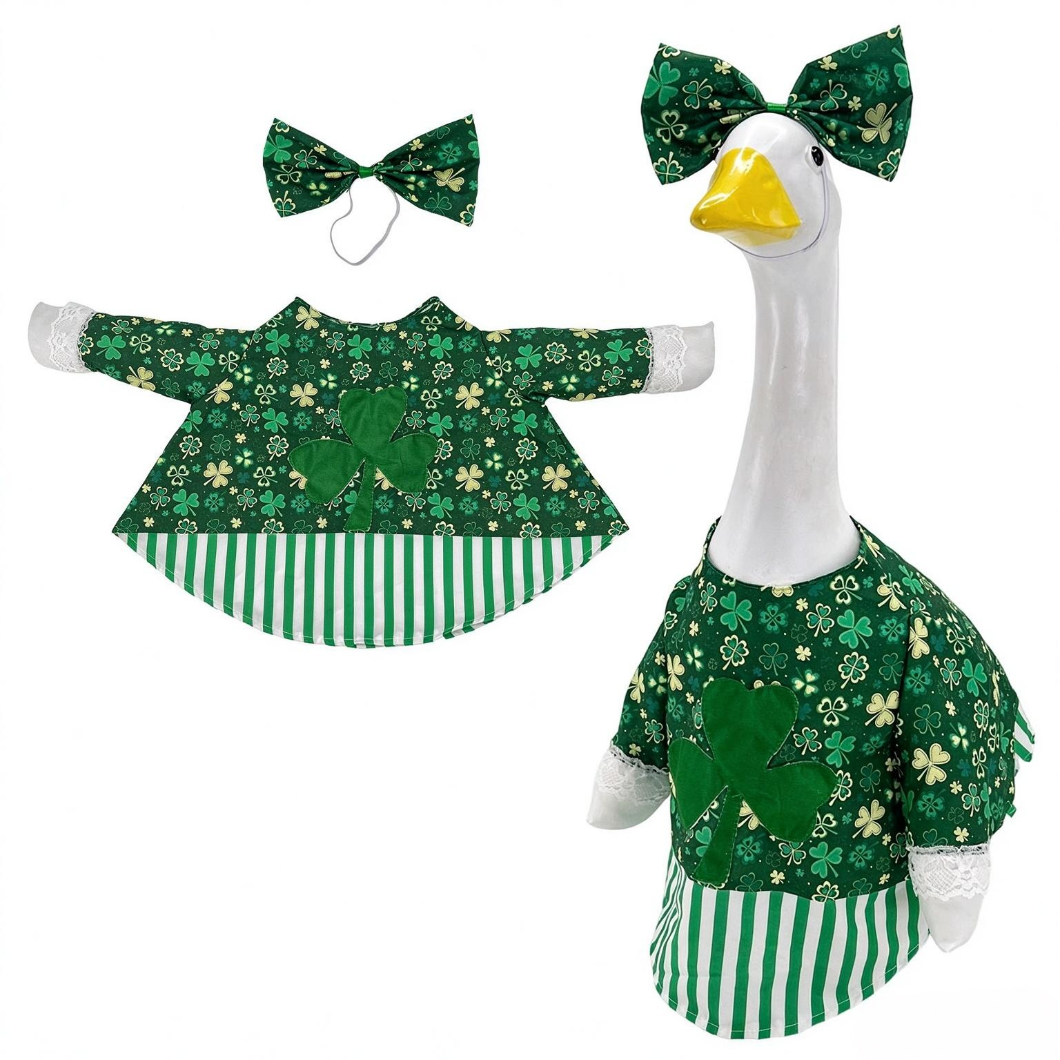 St. Patrick's Day Porch Goose Costume Set, 23 Inch Outdoor Garden Goose Decor - Image 5